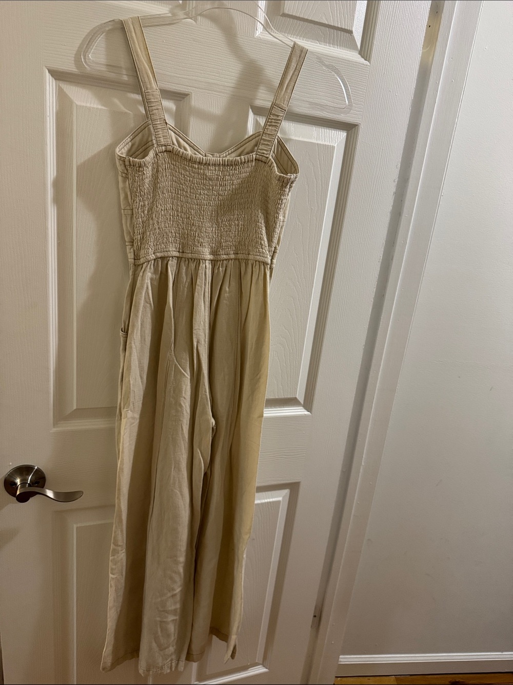 Japna Beige Button-Front Linen Jumpsuit - Picture 3 of 3
